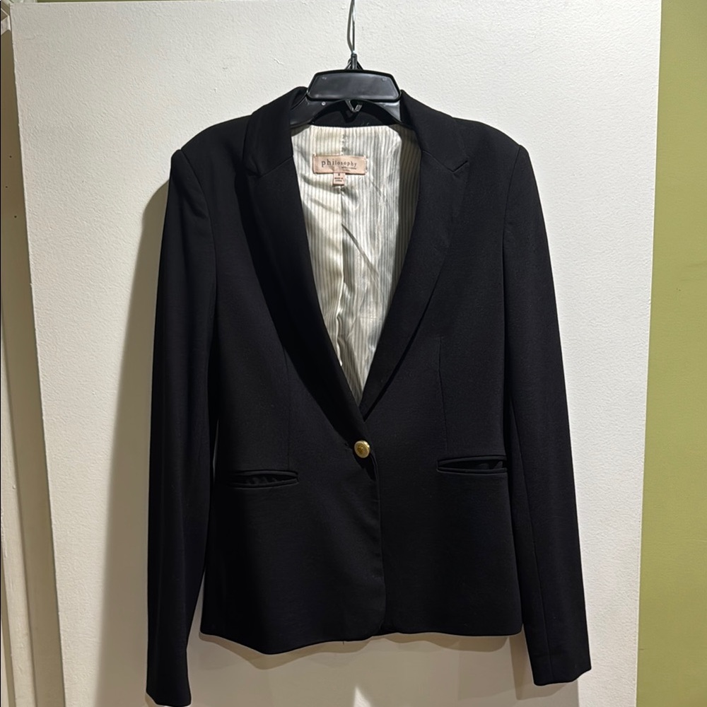 Philosophy Black Blazer Tailored Suit Jacket